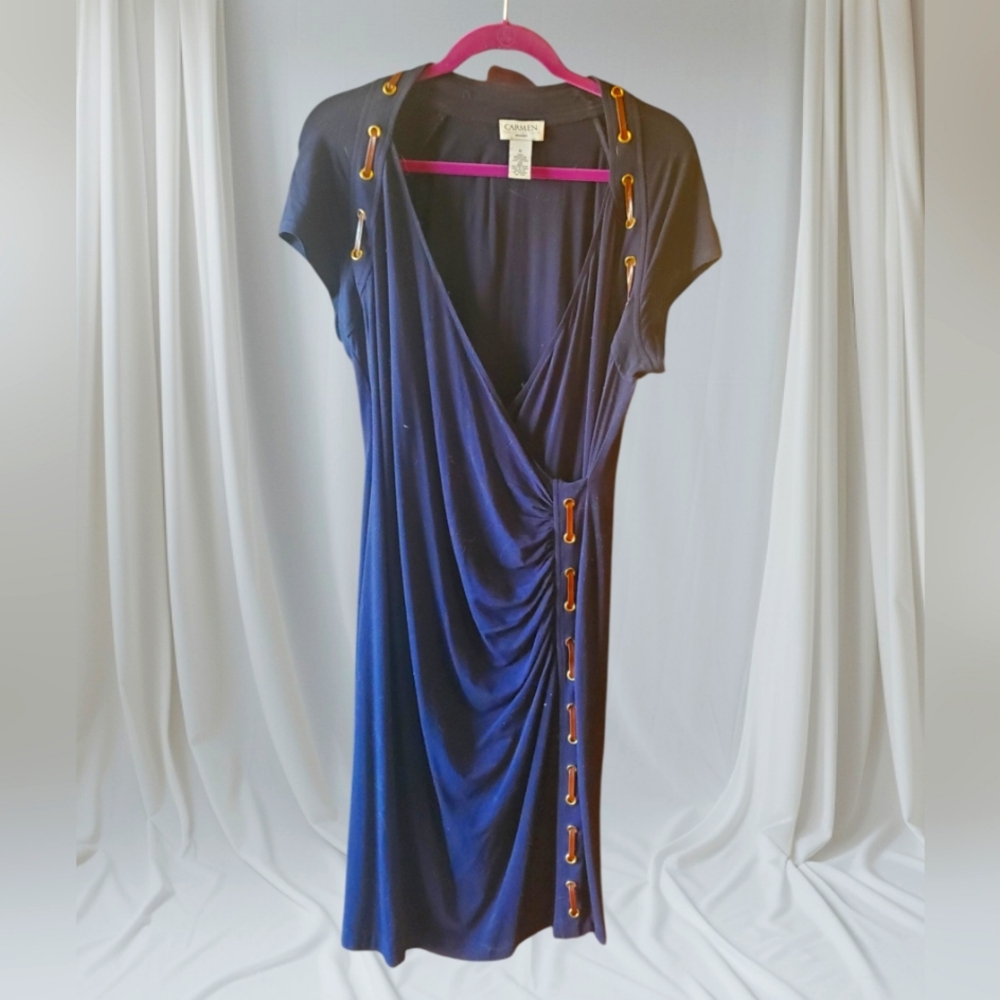 Carmen XL Navy/Leather Trim Dress
